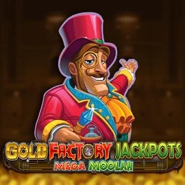 Gold Factory Jackpots Mega Moolah casino game by Aurum Signature Studios – featured logo at VooDoo Casino